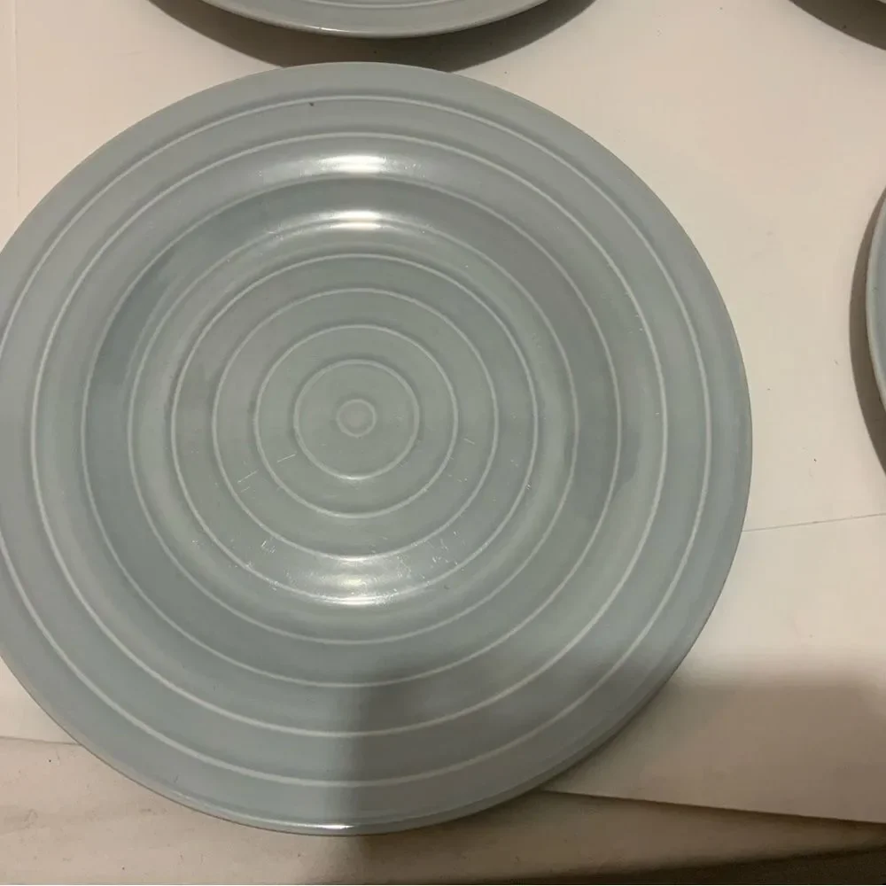 Lot of 4 Ikea 365+ Anne Nilsson Light Blue Circles Stripes Salad Plates 8.5
